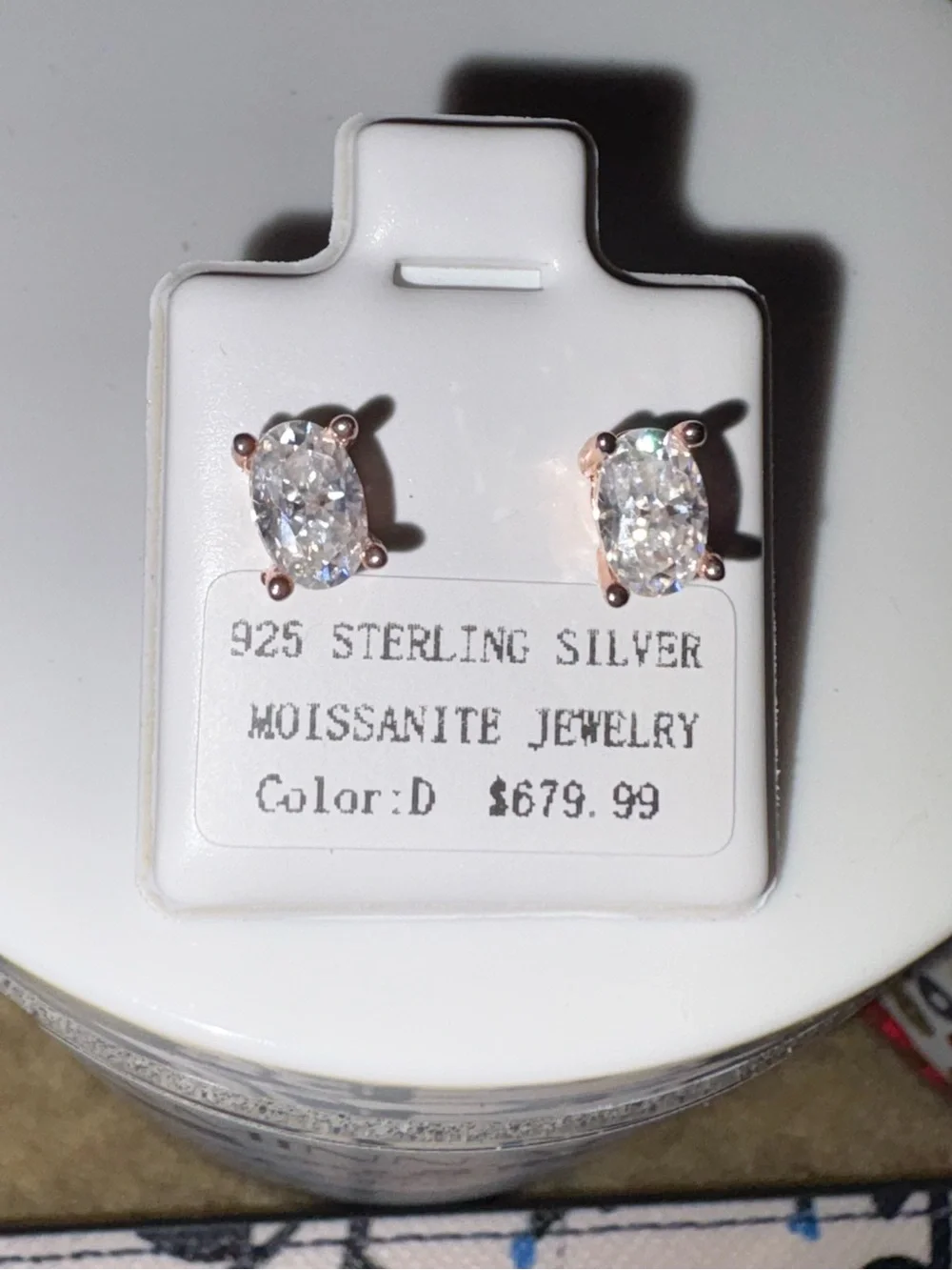 Kate Spade, 3 Aminnah and Rose Gold/Sterling Oval Moissanite Screwback Earrings - Picture 5 of 6